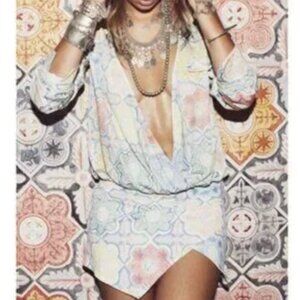 For Love And Lemons ole pastel print mosaic top and skirt set